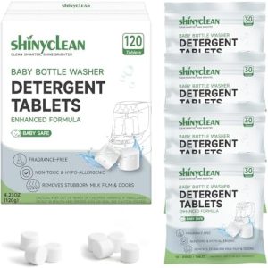 Momcozy Baby Bottle Washer Tablets - 120PCS Natural Enzyme Detergent for Deep Cleaning, Chlorine & Fragrance Free, No Re